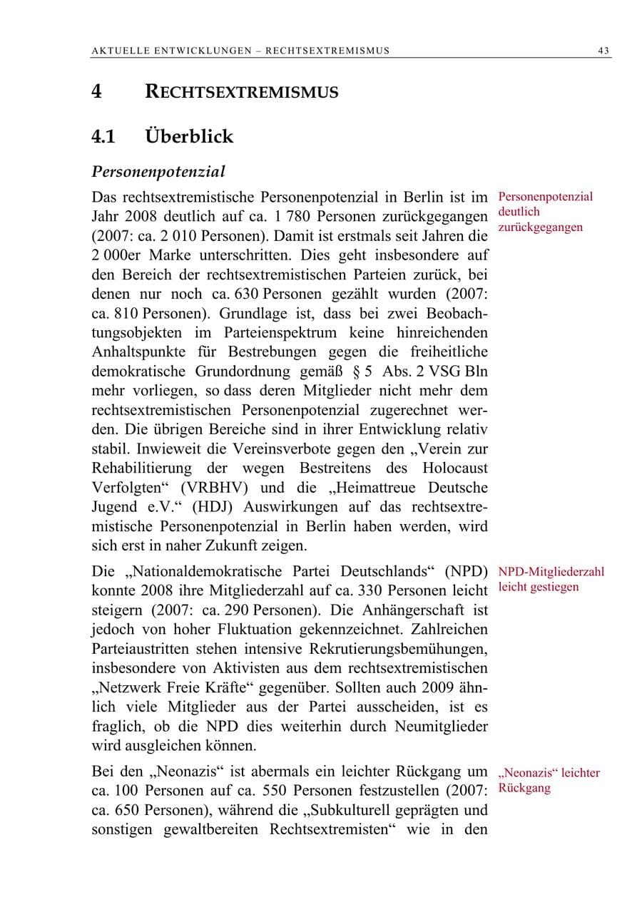 Seite 56 des Verfassungsschutzbericht 2008 Berlin