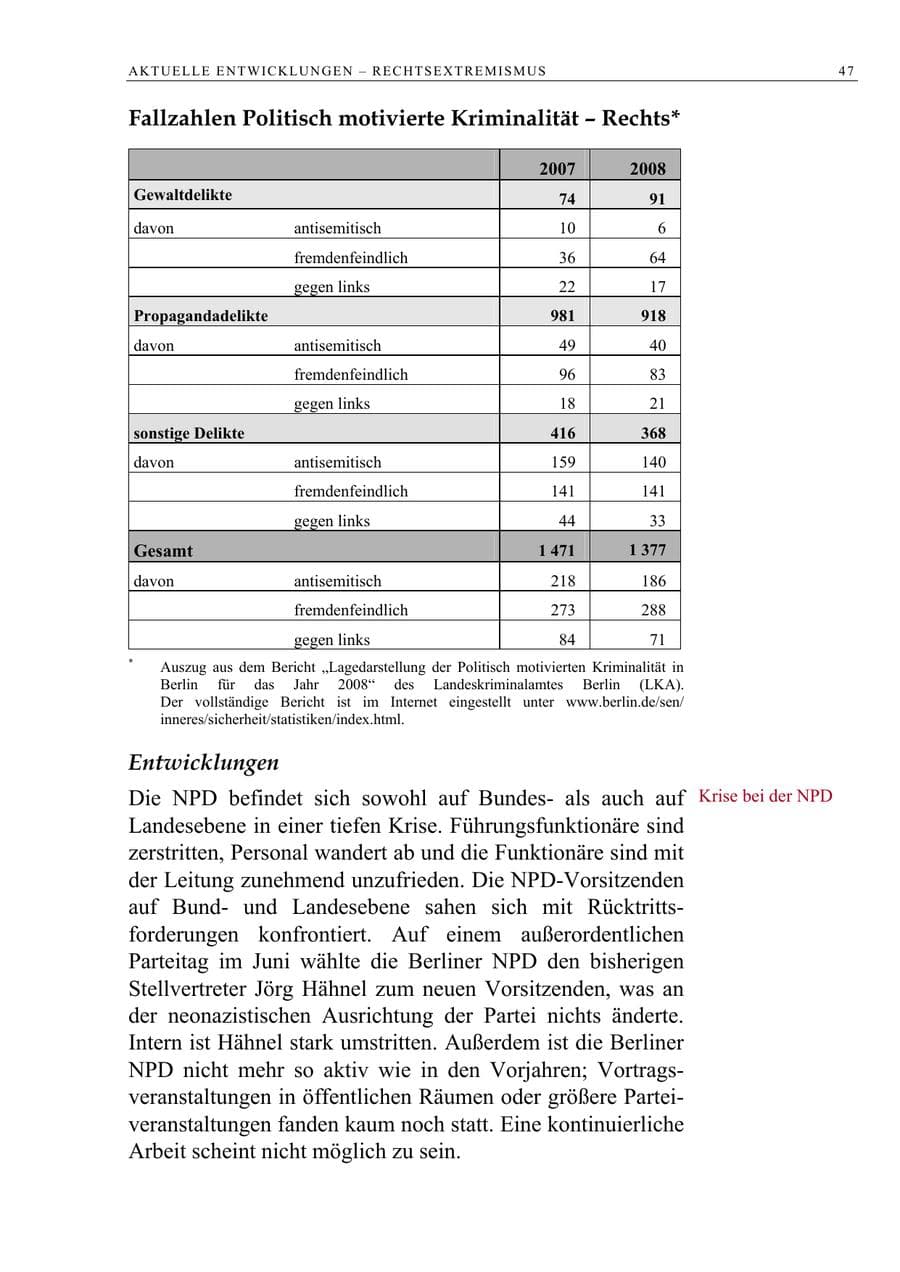 Seite 60 des Verfassungsschutzbericht 2008 Berlin