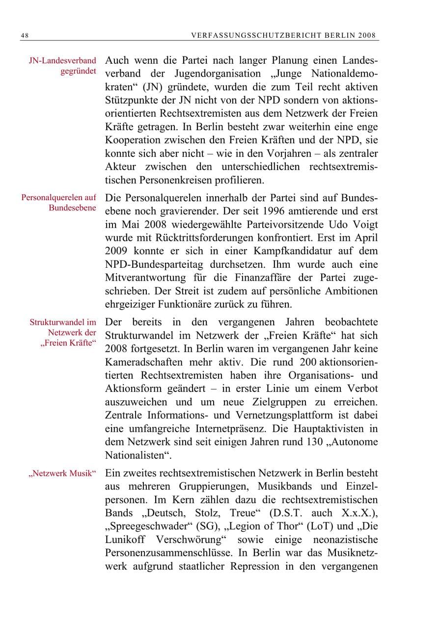 Seite 61 des Verfassungsschutzbericht 2008 Berlin