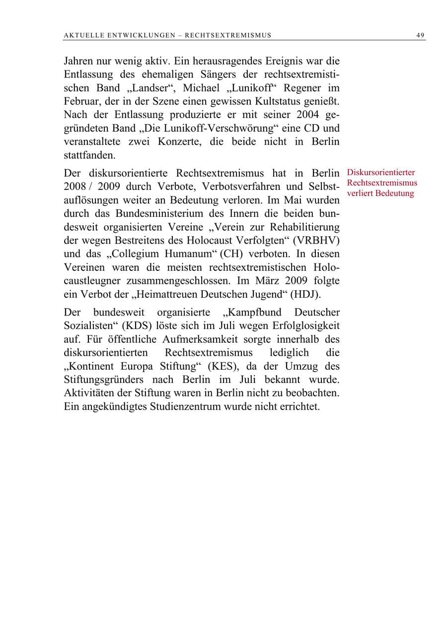 Seite 62 des Verfassungsschutzbericht 2008 Berlin