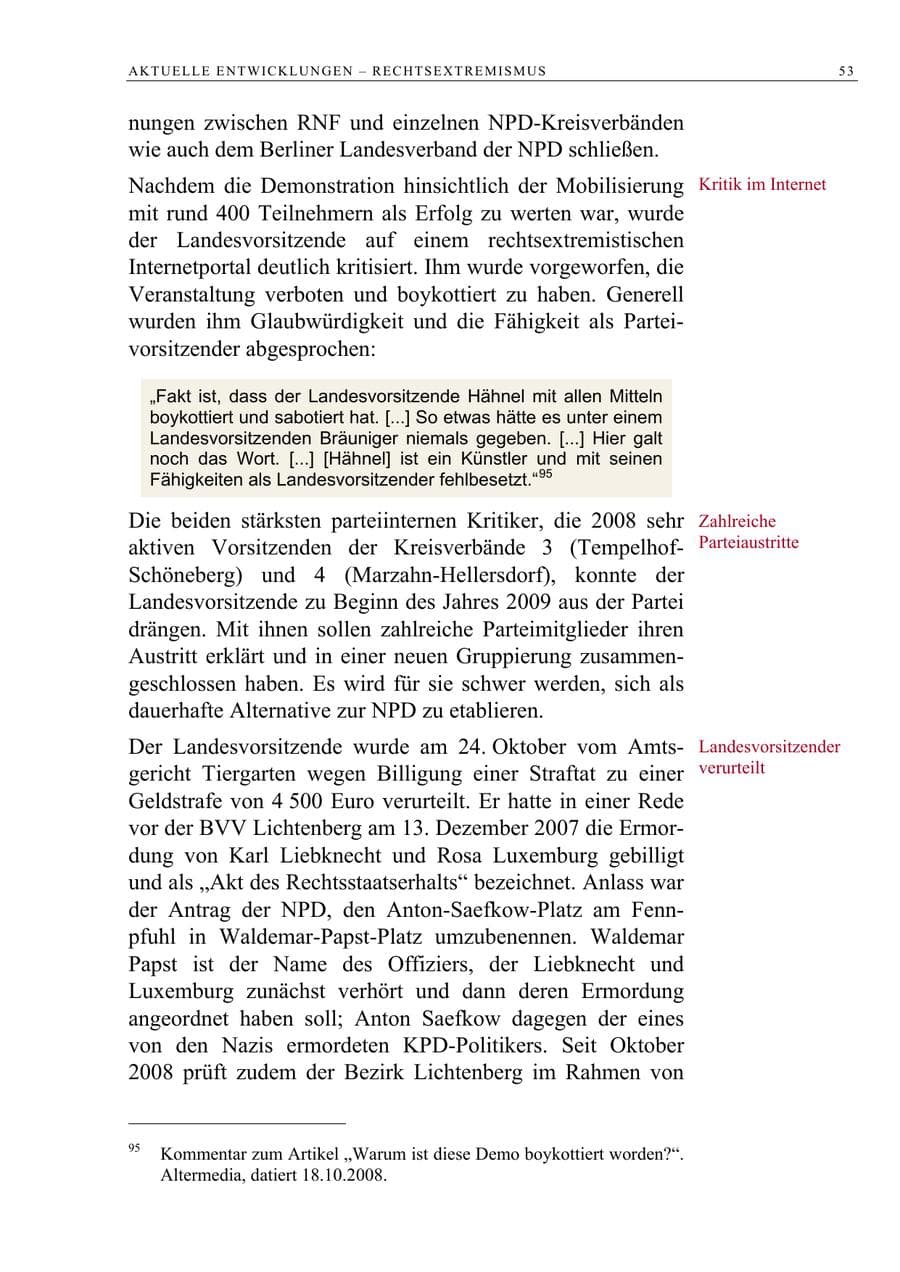 Seite 66 des Verfassungsschutzbericht 2008 Berlin