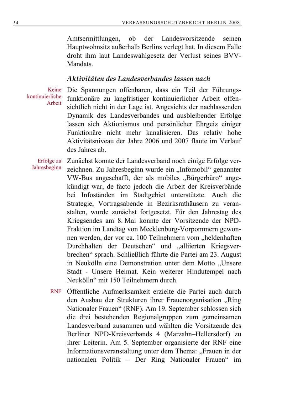 Seite 67 des Verfassungsschutzbericht 2008 Berlin