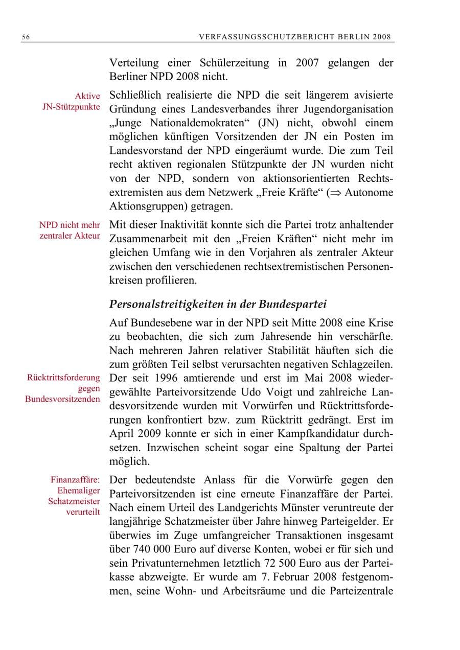 Seite 69 des Verfassungsschutzbericht 2008 Berlin