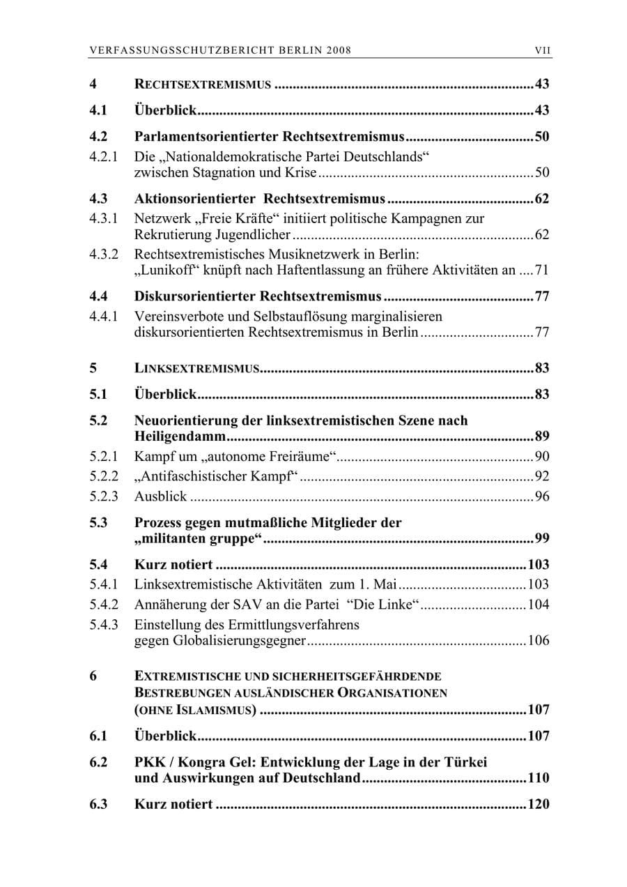 Seite 8 des Verfassungsschutzbericht 2008 Berlin