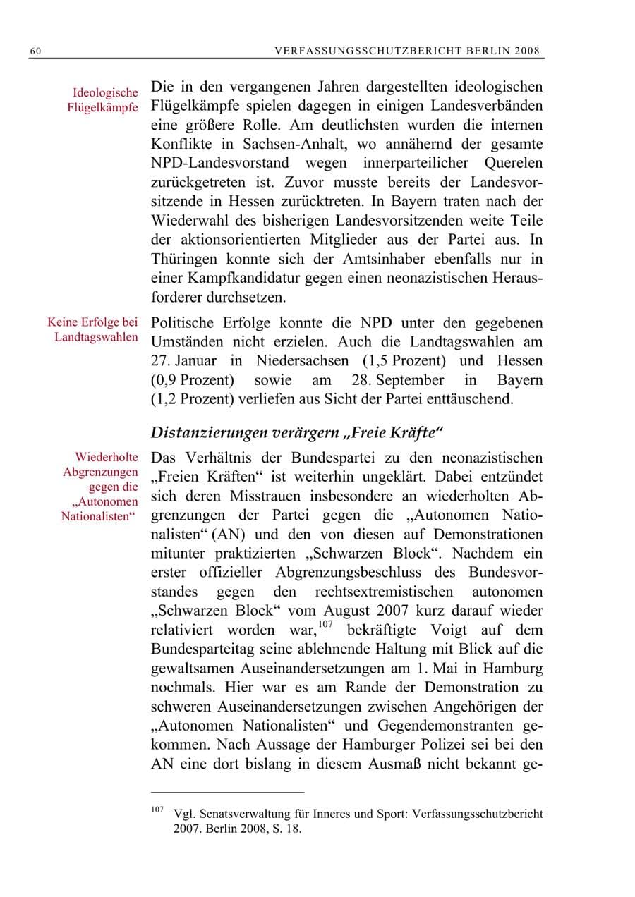 Seite 73 des Verfassungsschutzbericht 2008 Berlin