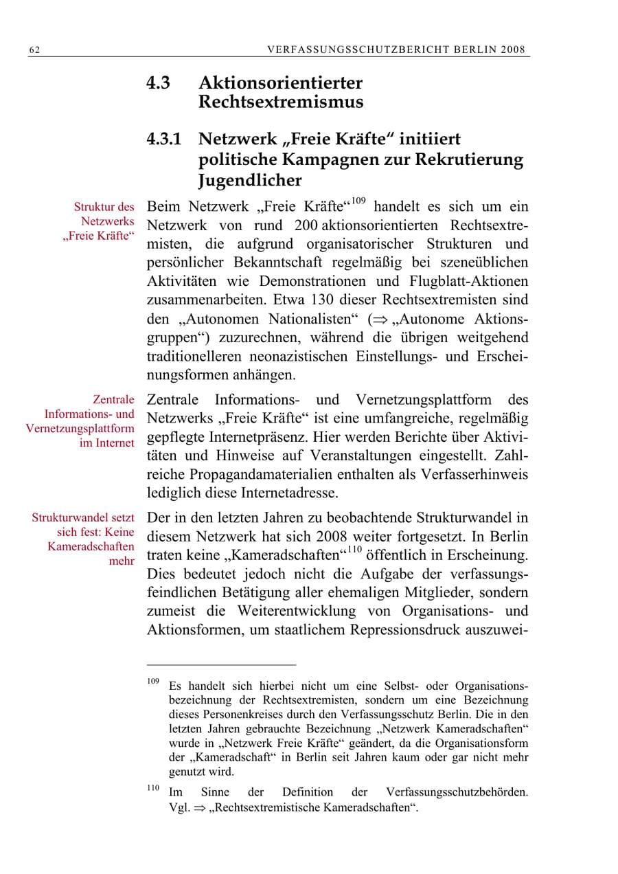 Seite 75 des Verfassungsschutzbericht 2008 Berlin