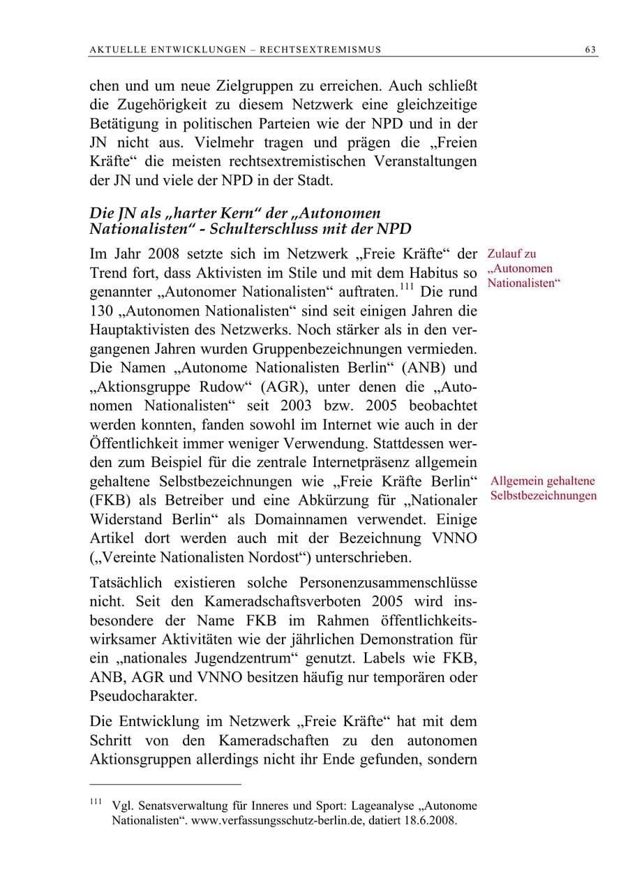 Seite 76 des Verfassungsschutzbericht 2008 Berlin