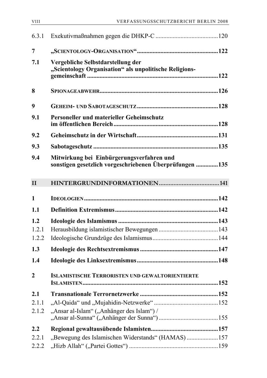Seite 9 des Verfassungsschutzbericht 2008 Berlin