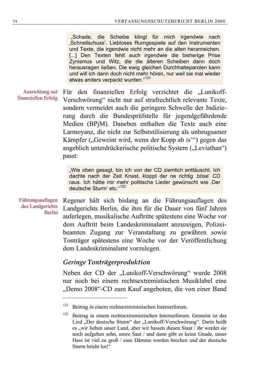 Seite 87 des Verfassungsschutzbericht 2008 Berlin
