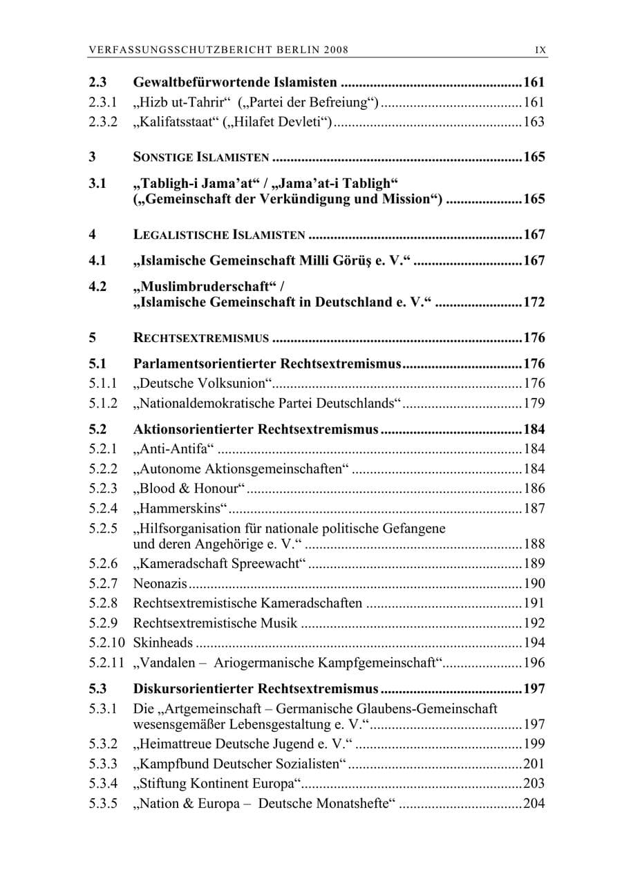 Seite 10 des Verfassungsschutzbericht 2008 Berlin