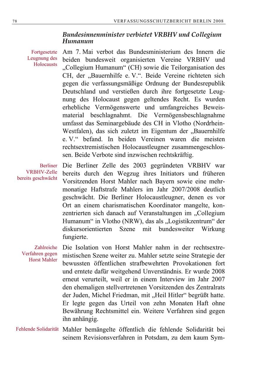 Seite 91 des Verfassungsschutzbericht 2008 Berlin