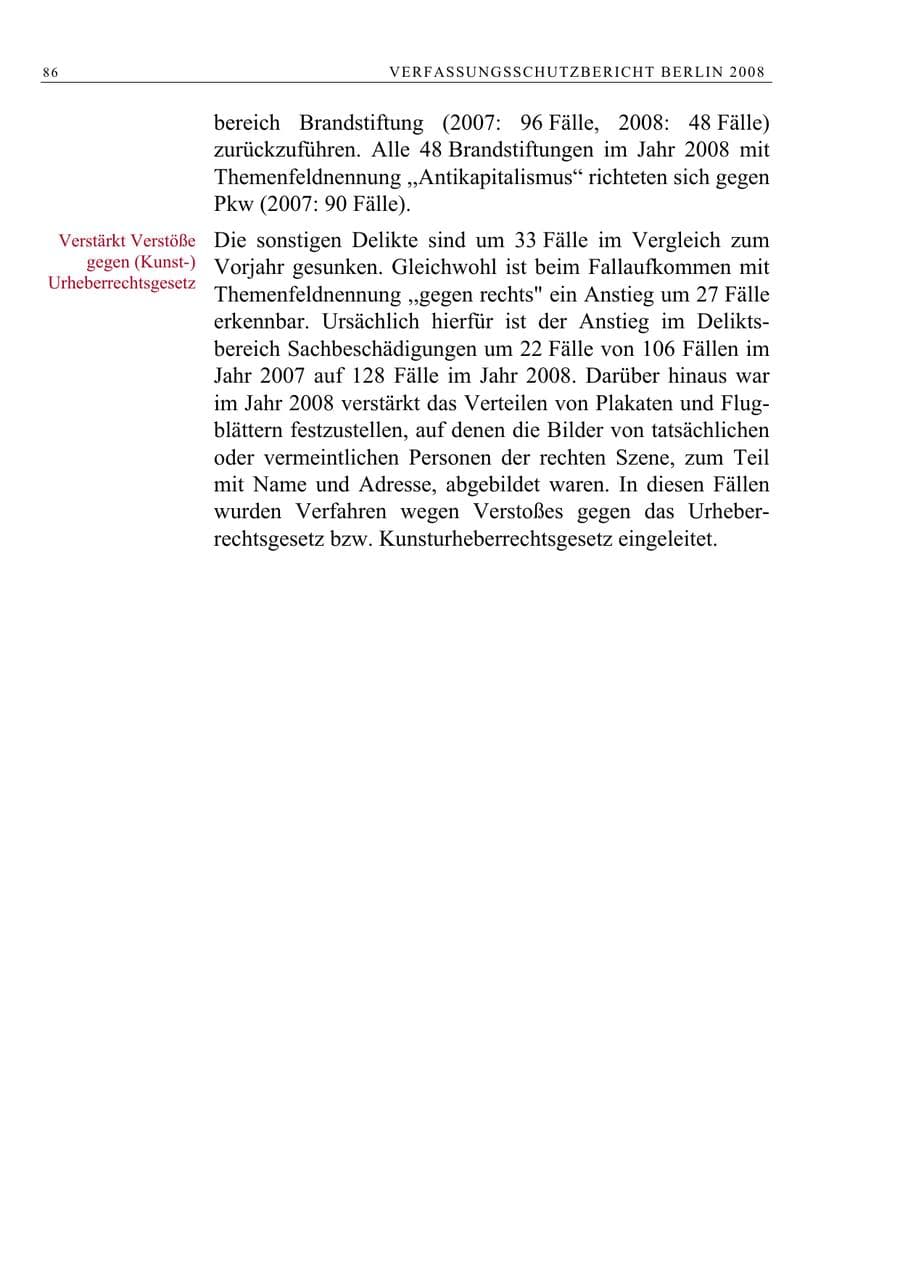 Seite 99 des Verfassungsschutzbericht 2008 Berlin