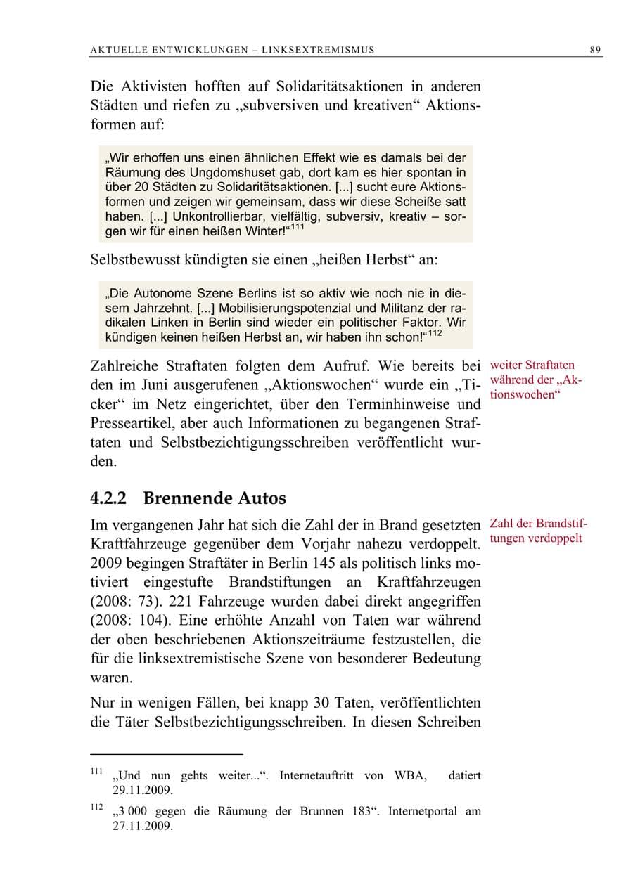 Seite 102 des Verfassungsschutzbericht 2009 Berlin