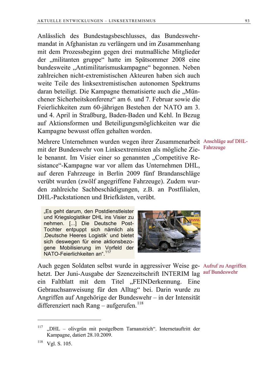 Seite 106 des Verfassungsschutzbericht 2009 Berlin