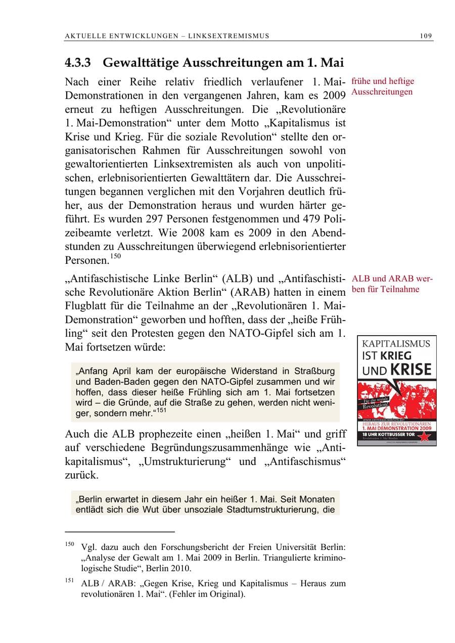Seite 122 des Verfassungsschutzbericht 2009 Berlin