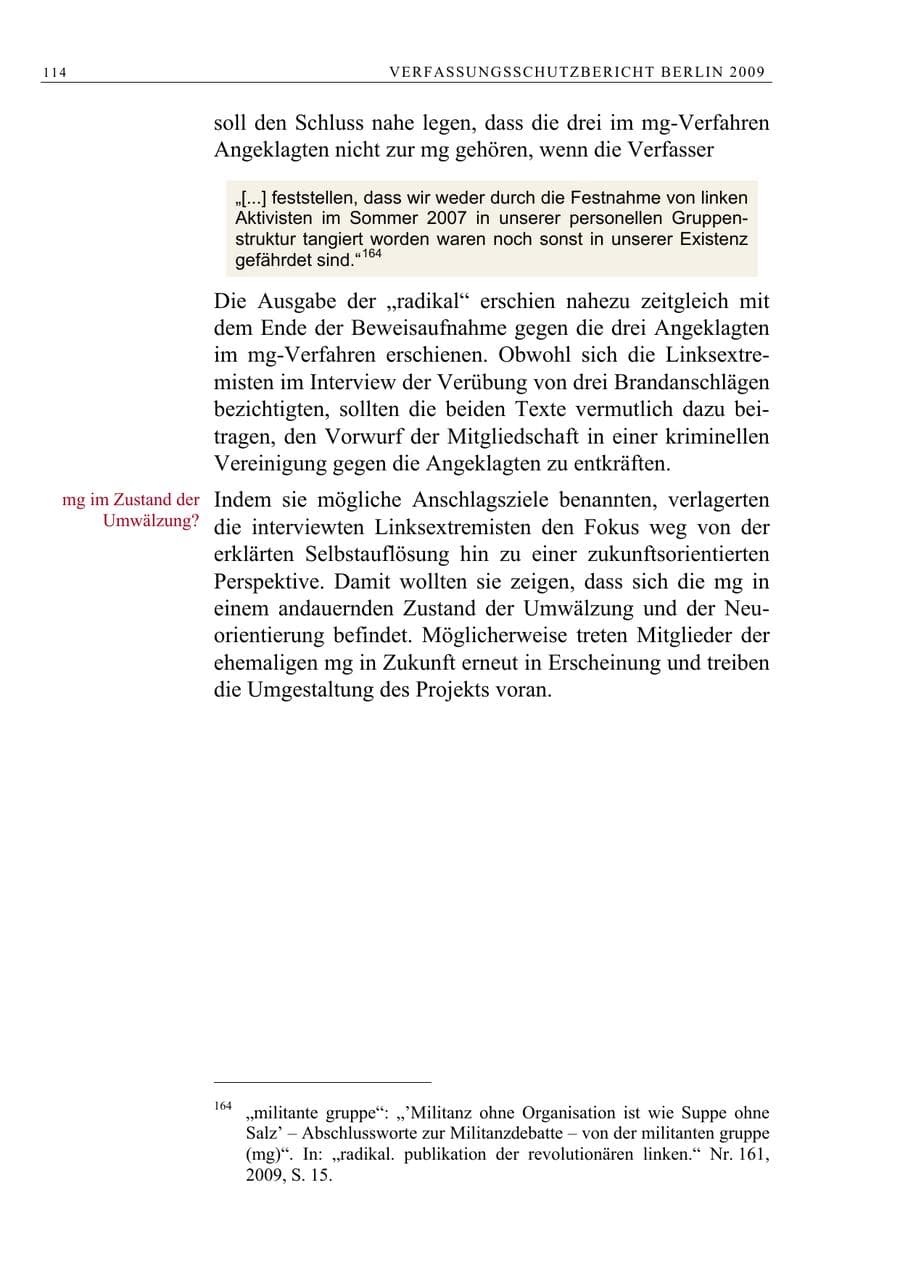 Seite 127 des Verfassungsschutzbericht 2009 Berlin