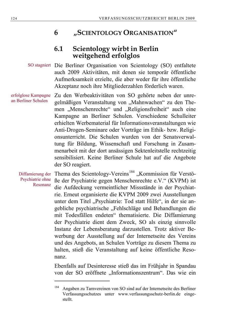 Seite 137 des Verfassungsschutzbericht 2009 Berlin