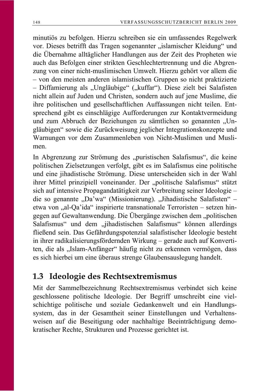 Seite 161 des Verfassungsschutzbericht 2009 Berlin