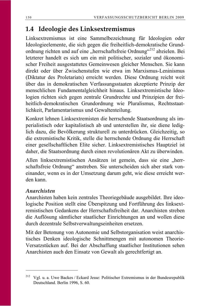 Seite 163 des Verfassungsschutzbericht 2009 Berlin