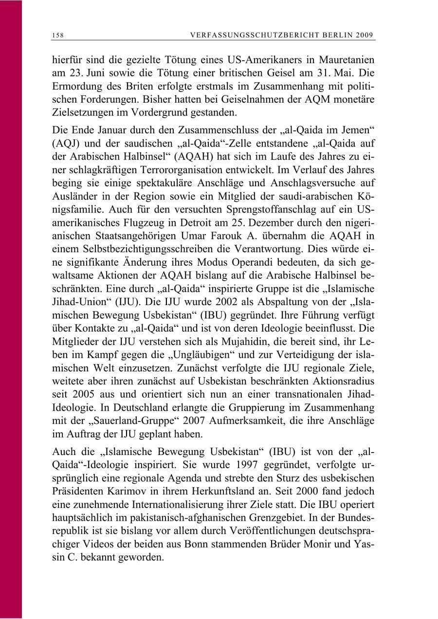 Seite 171 des Verfassungsschutzbericht 2009 Berlin