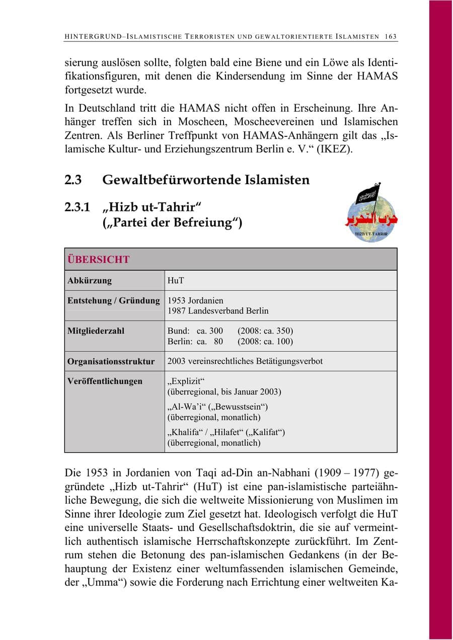 Seite 176 des Verfassungsschutzbericht 2009 Berlin