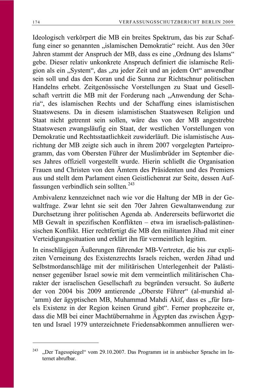 Seite 187 des Verfassungsschutzbericht 2009 Berlin