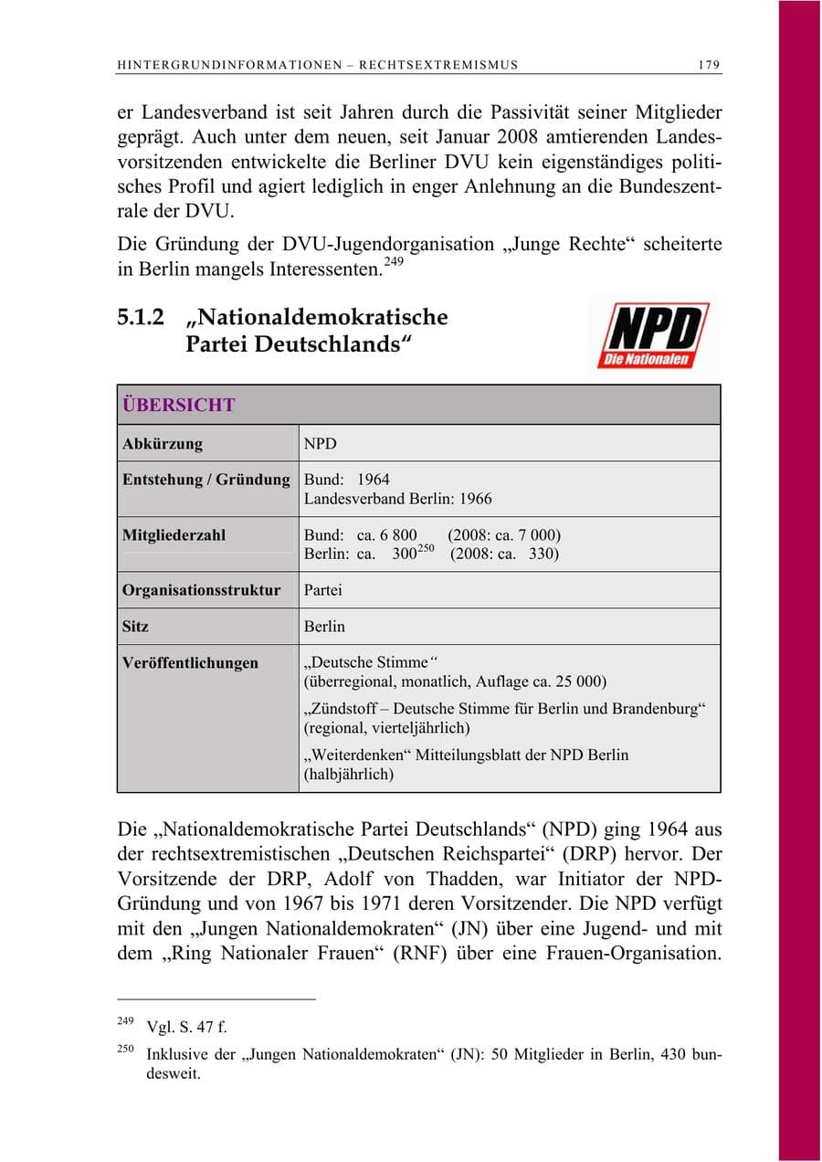 Seite 192 des Verfassungsschutzbericht 2009 Berlin