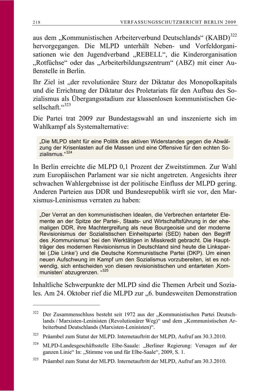 Seite 231 des Verfassungsschutzbericht 2009 Berlin