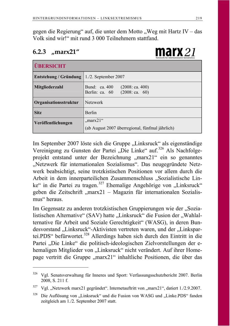 Seite 232 des Verfassungsschutzbericht 2009 Berlin