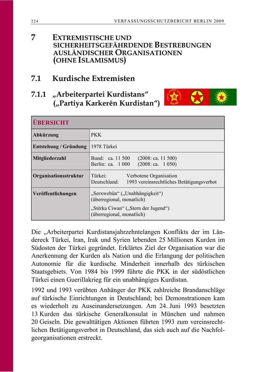 Seite 237 des Verfassungsschutzbericht 2009 Berlin