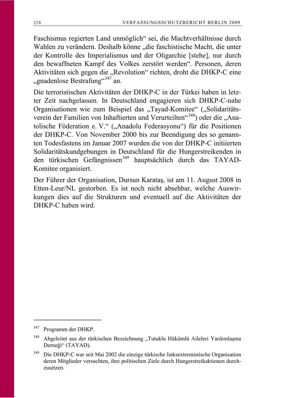 Seite 241 des Verfassungsschutzbericht 2009 Berlin