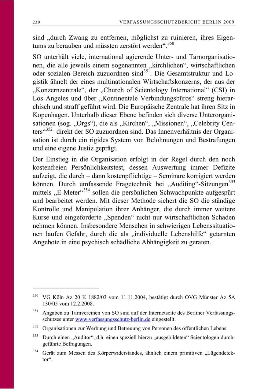 Seite 243 des Verfassungsschutzbericht 2009 Berlin