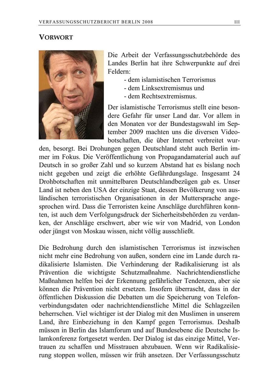 Seite 4 des Verfassungsschutzbericht 2009 Berlin