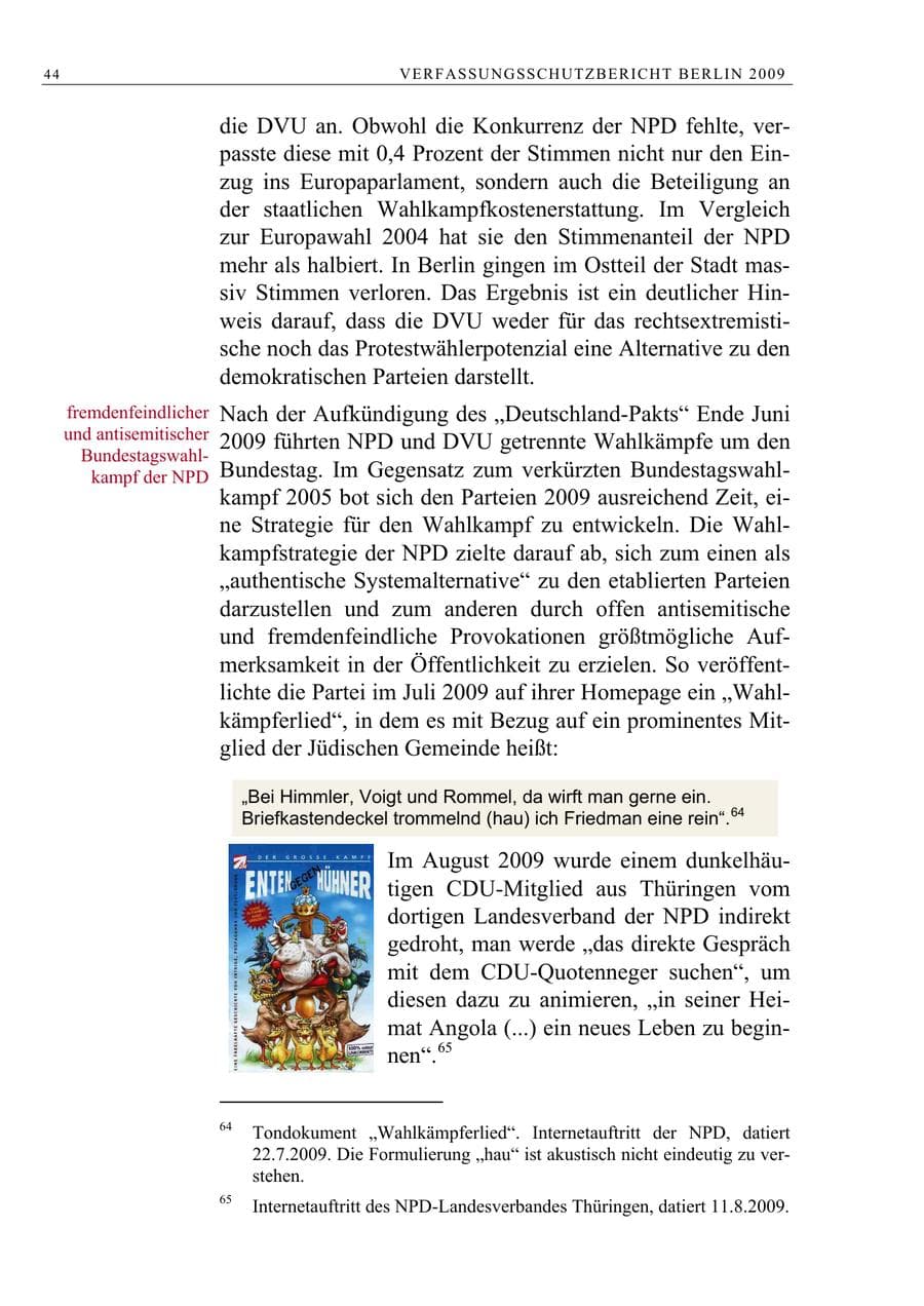 Seite 57 des Verfassungsschutzbericht 2009 Berlin