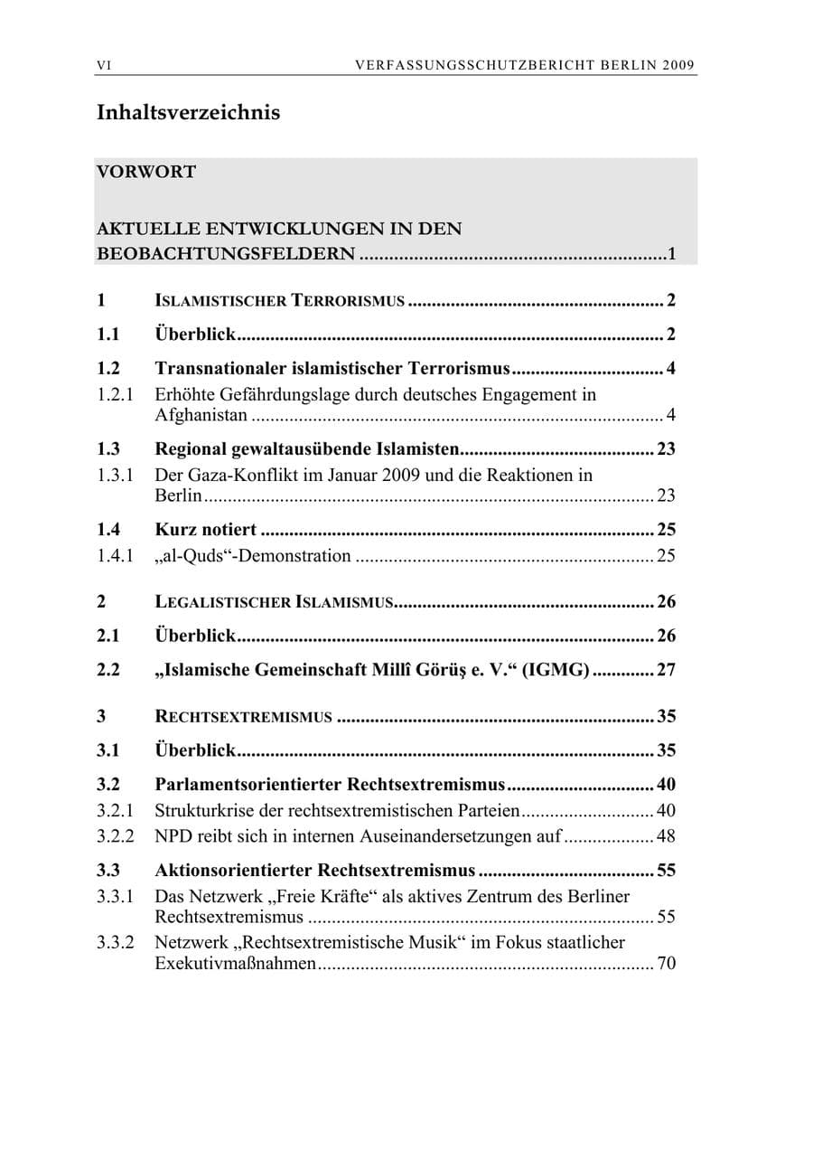 Seite 7 des Verfassungsschutzbericht 2009 Berlin