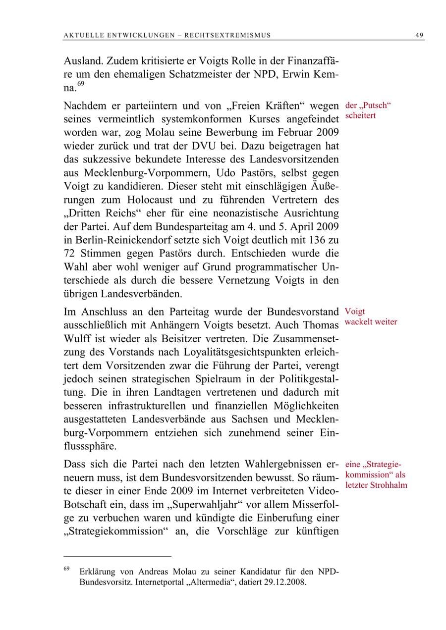 Seite 62 des Verfassungsschutzbericht 2009 Berlin