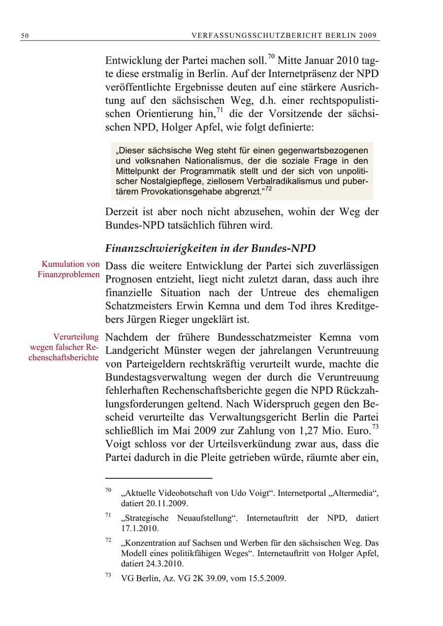 Seite 63 des Verfassungsschutzbericht 2009 Berlin