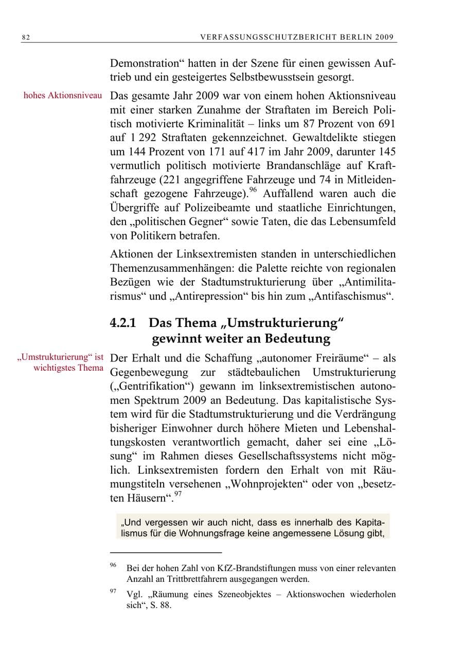 Seite 95 des Verfassungsschutzbericht 2009 Berlin