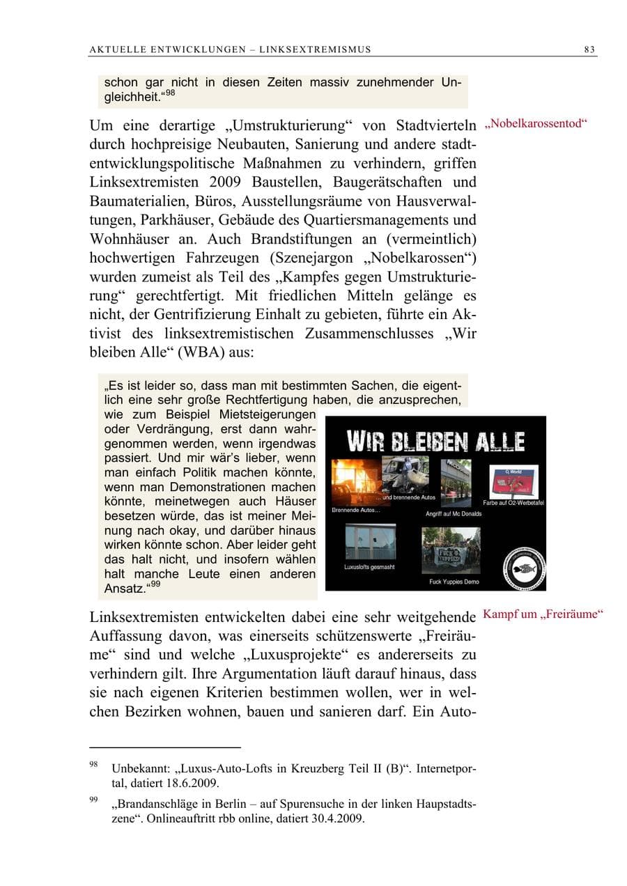 Seite 96 des Verfassungsschutzbericht 2009 Berlin