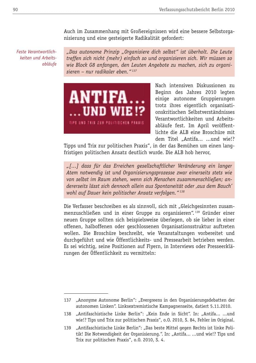 Seite 101 des Verfassungsschutzbericht 2010 Berlin