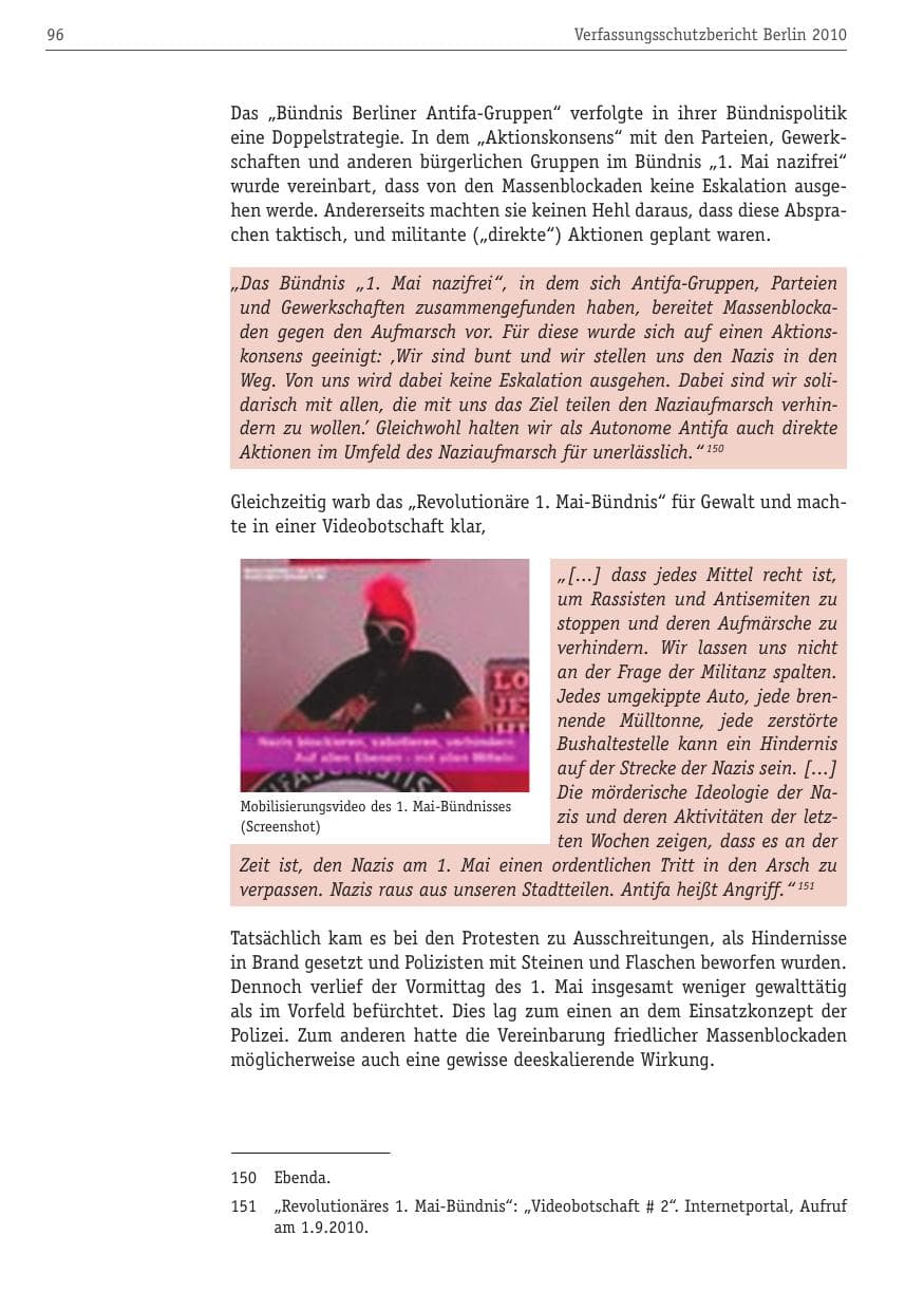 Seite 107 des Verfassungsschutzbericht 2010 Berlin