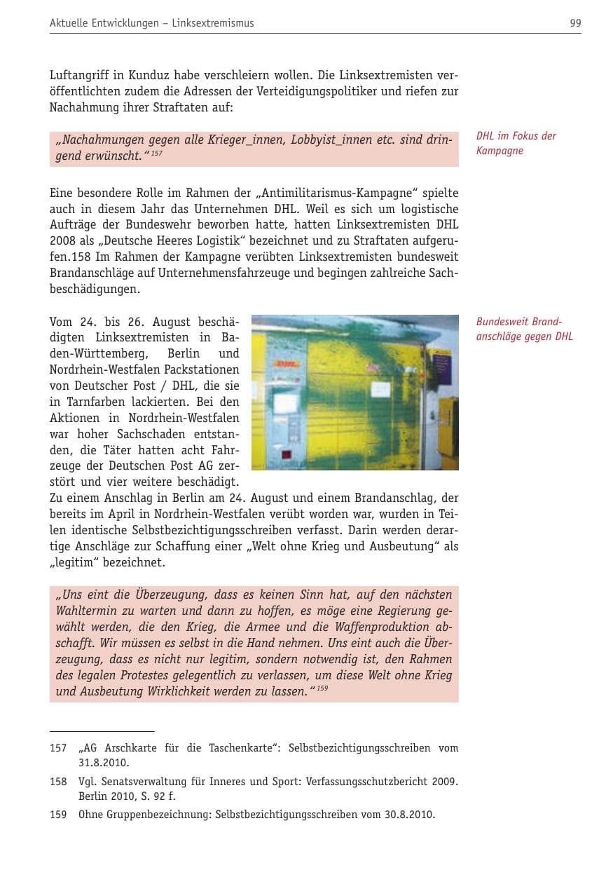 Seite 110 des Verfassungsschutzbericht 2010 Berlin