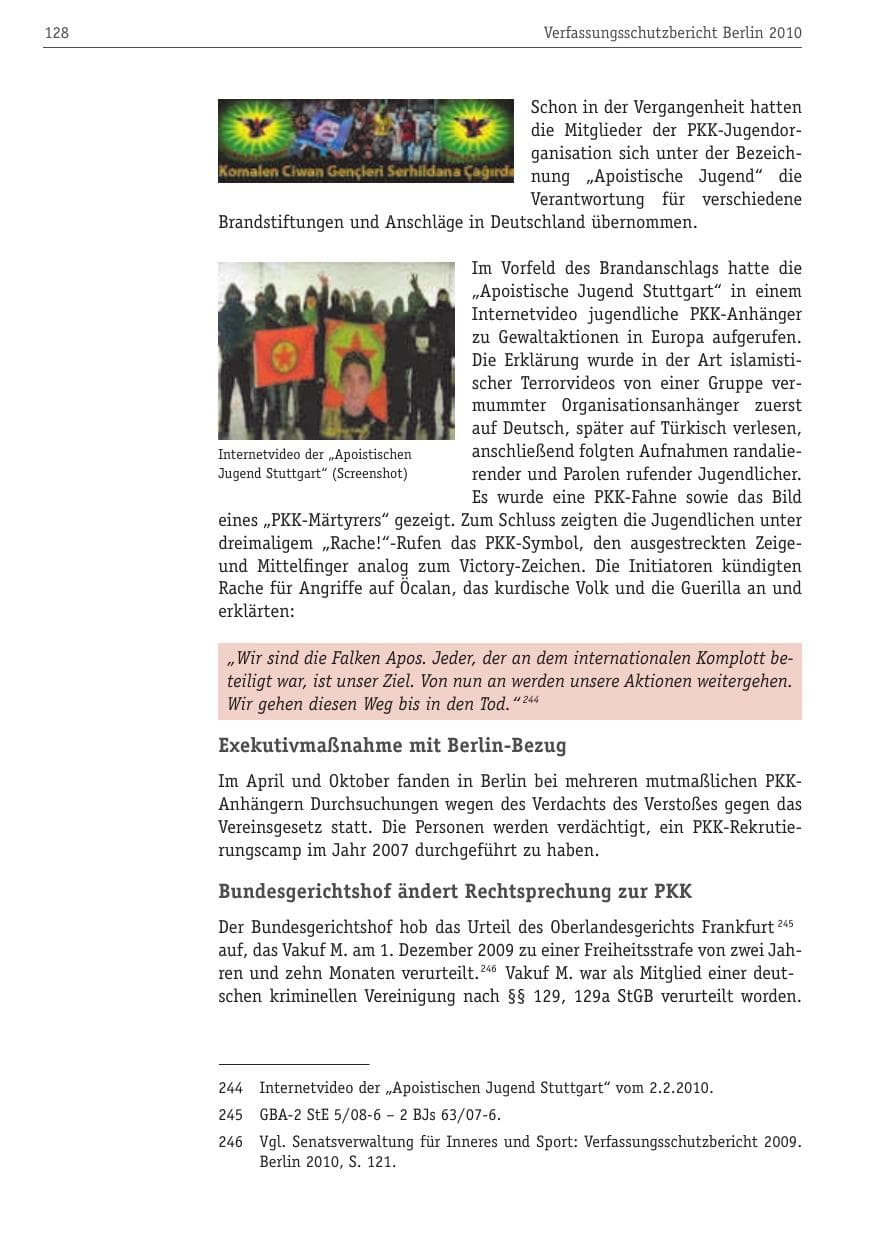 Seite 139 des Verfassungsschutzbericht 2010 Berlin