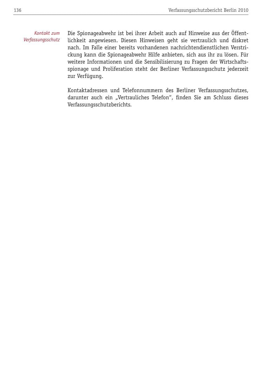 Seite 147 des Verfassungsschutzbericht 2010 Berlin