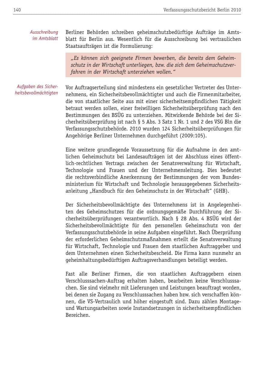 Seite 151 des Verfassungsschutzbericht 2010 Berlin