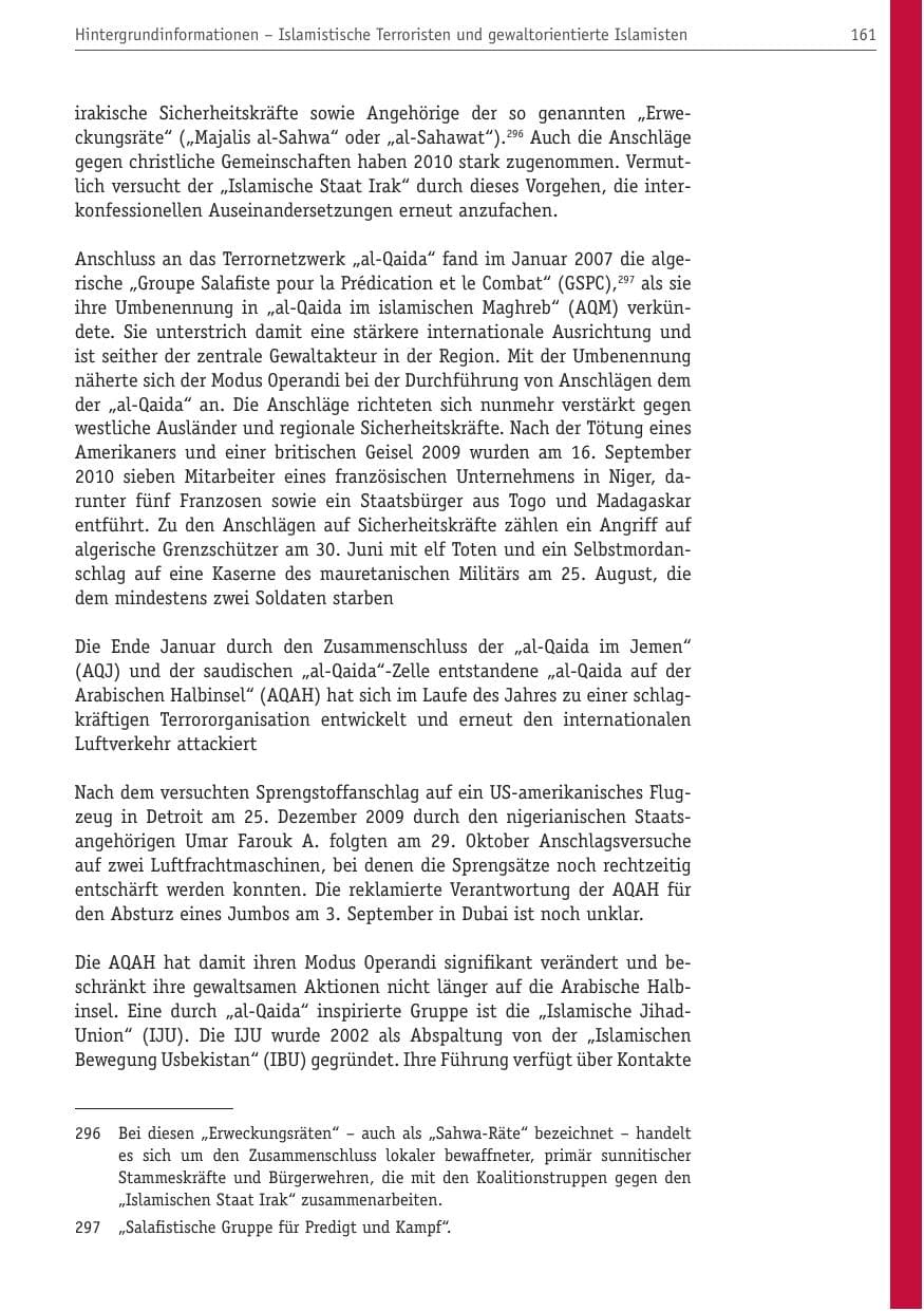Seite 172 des Verfassungsschutzbericht 2010 Berlin