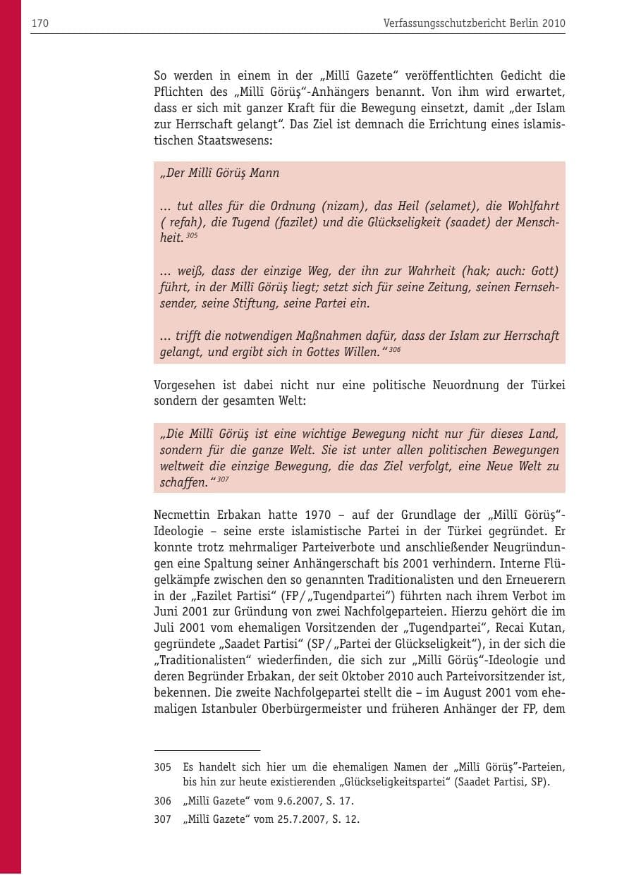 Seite 181 des Verfassungsschutzbericht 2010 Berlin