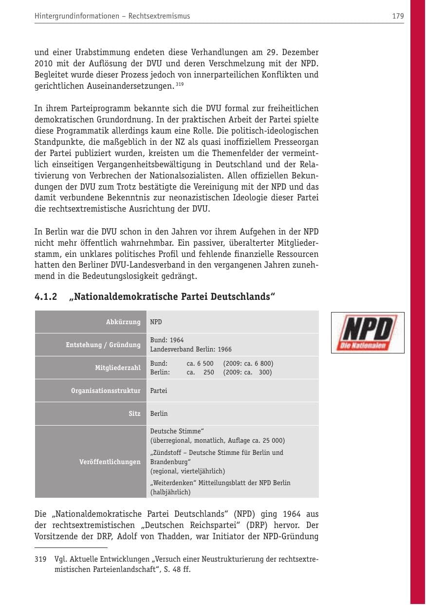 Seite 190 des Verfassungsschutzbericht 2010 Berlin