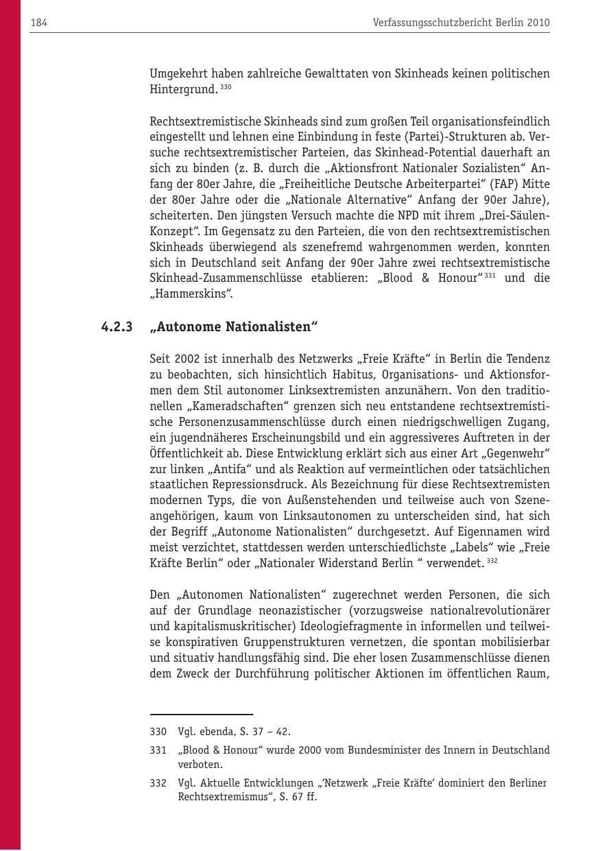 Seite 195 des Verfassungsschutzbericht 2010 Berlin