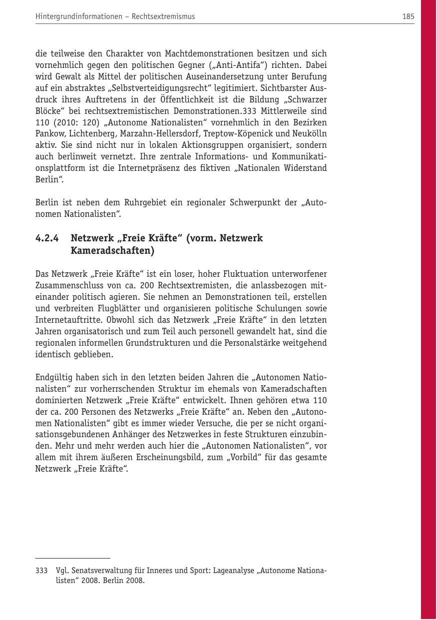 Seite 196 des Verfassungsschutzbericht 2010 Berlin